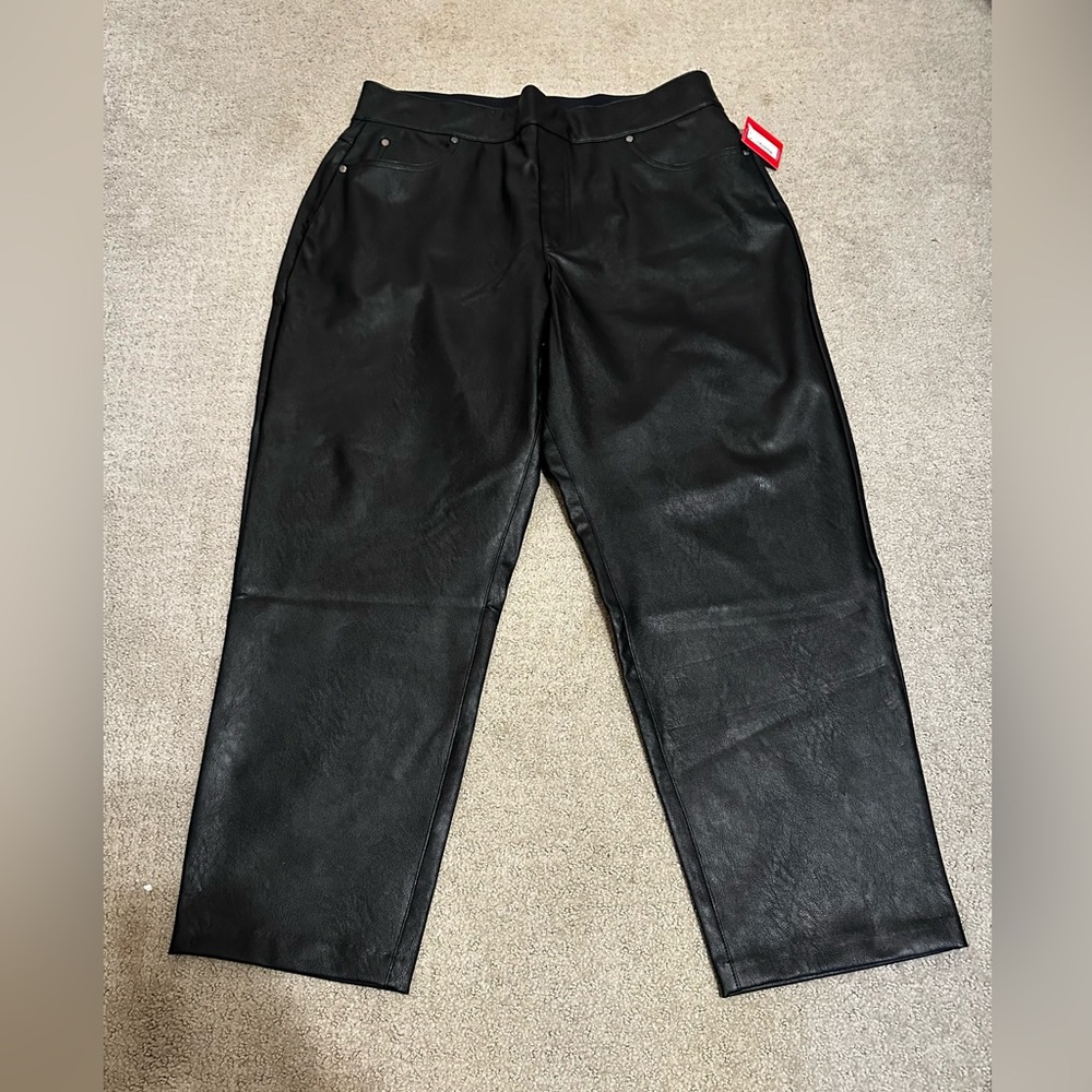 Spanx 1X Faux Leather Slim Straight Pant